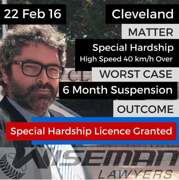 CLEVELAND: High Speed Special Hardship Order Licence Granted